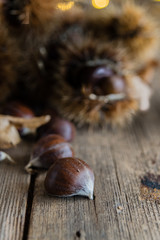 chestnuts on rustic table