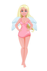 Happy Valentine's day. Attractive girl angel