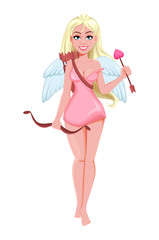 Happy Valentine's day. Attractive girl angel