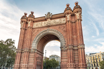 Fototapeta na wymiar Triumphal Arch in Barcelona, Catalonia, Spain. Arc de Triomf as pronounced in Catalan. 