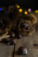 chestnuts on rustic table