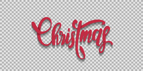 CHRISTMAS red vector brush calligraphy with transparent background