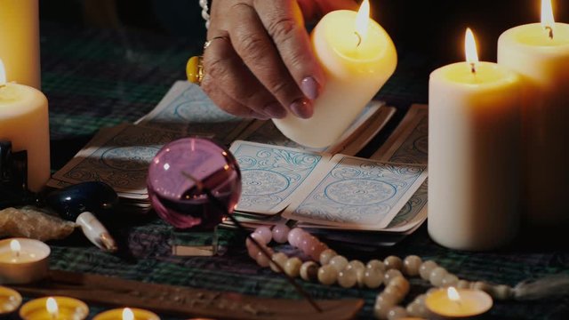 Magic ritual with tarot cards