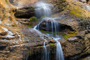 Fototapeta na wymiar Beautiful view of Chegem waterfalls in Kabardino-Balkaria, Russia.