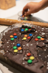 Homemade christmas cookies. Christmas homemade gingerbread cookies in form of Christmas tree.