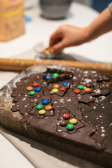 Homemade christmas cookies. Christmas homemade gingerbread cookies in form of Christmas tree.