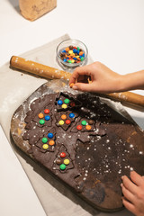 Homemade christmas cookies. Christmas homemade gingerbread cookies in form of Christmas tree.