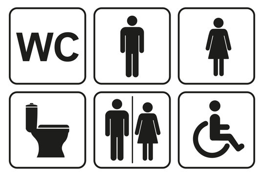 Toilet Icons Set, Toilet Signs, WC Signs – Stock Vector