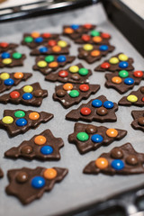 Homemade christmas cookies. Christmas homemade gingerbread cookies in form of Christmas tree.