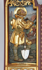 Sant'Isidoro; altare scolpito nella chiesa parrocchiale di Santa Maria Assunta a Velturno (Alto...