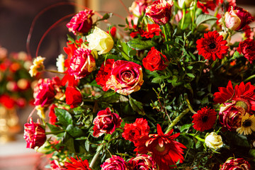 Beautiful bouquet gerberas and roses