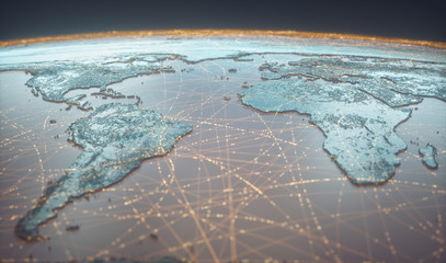 Globalized world, the future of digital technology. Connections and cloud computing in the virtual...