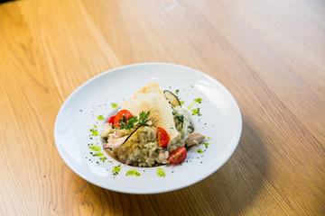 risotto with cheese, mushrooms and spices