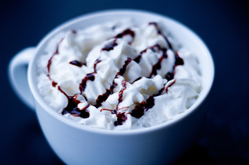 Cup of Cocoa or Mocha Whipped Cream Chocolate Drizzle