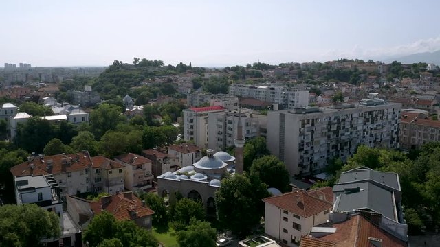 4K Dzhumaya Mosque Bulgaria Aerial Footage Drone