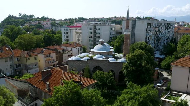 4K Dzhumaya Mosque Drone Aerial Footage Plovdiv Bulgaria Bulgarian Islam