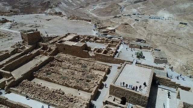 Aerial view of Masada, in Judea desert, Israel.