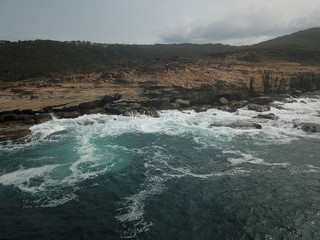 Waves crashing on the rocks