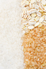 white and brown japanese rice mixed with steamed barley. healhty food