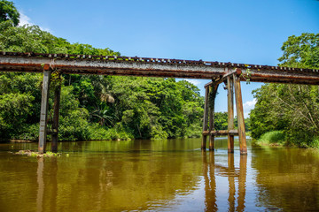 Fototapeta na wymiar A beautiful bridge between Puerto Limon to Tortuguero. Costa Rica