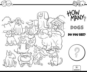 counting dogs educational task color book page