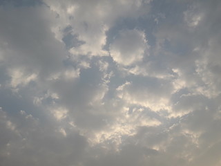 Fototapeta na wymiar blue sky with white fluffy clouds for background 
