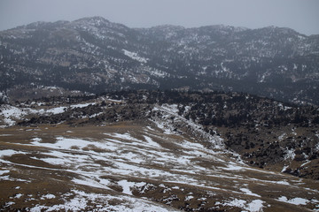 frozen lake in mountains