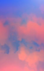 Vivid Colored Aesthetic Sky Background. Realistic Vector Pink Clouds