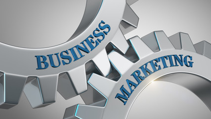 Business marketing concept. Words business marketing written on gear wheels.