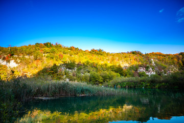 Autumn landscape in Plitvice Jezera, Croatia
