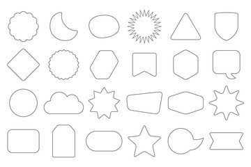 Black line and isolated random shapes empty frames and banners icons set on white background