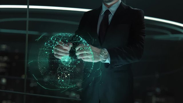 Businessman with CHF hologram concept