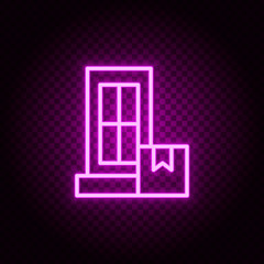box, delivery, door, package neon icon. Pink neon vector icon