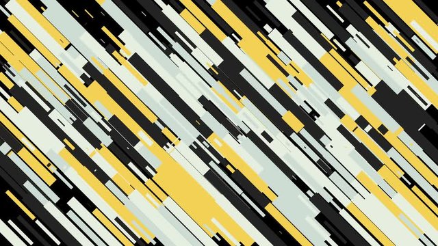 Abstract animation of colorful line patterns moving diagonally on the black background. Animation. Abstract geometric pattern