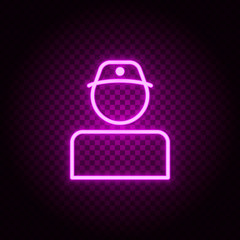 delivery, human, person neon icon. Pink neon vector icon