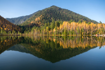Beautiful mountain reflection in the lake water