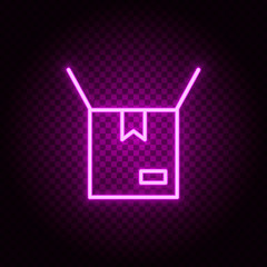 box, delivery, open neon icon. Pink neon vector icon