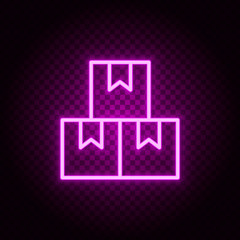 box, delivery, package neon icon. Pink neon vector icon