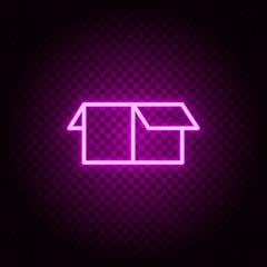 box, delivery, open neon icon. Pink neon vector icon