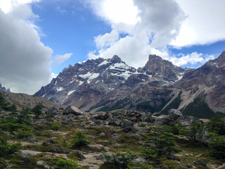 Obraz premium Glacier and lake and Fitz Roy mountain in Patagonia Argentina 