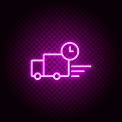 clock, delivery, time, speed, express neon icon. Pink neon vector icon