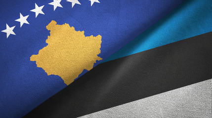 Kosovo and Estonia two flags textile cloth, fabric texture