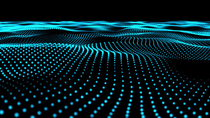 Abstract motion blur background flowing smooth surface, Digital abstract motion blur background shining green and blue particles movement . © morepiixel