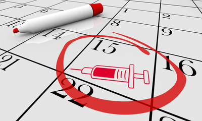 Syringe Needle Medicine Shot Injection Medication Vaccine Calendar Day Date Circled 3d Illustration