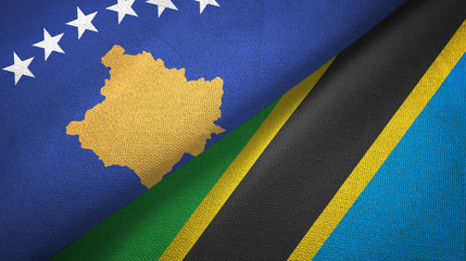 Kosovo and Tanzania two flags textile cloth, fabric texture