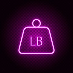 delivery, lb., lbs., pound neon icon. Pink neon vector icon