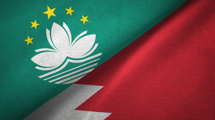 Macau and Bahrain two flags textile cloth, fabric texture