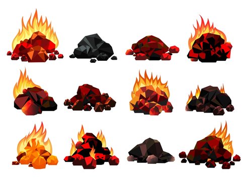 Charcoal Fire Wood Burning Wood And Coal In Fireplace Stock Photo, Picture  and Royalty Free Image. Image 80559009.