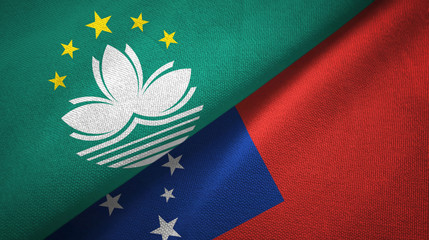 Macau and Samoa two flags textile cloth, fabric texture