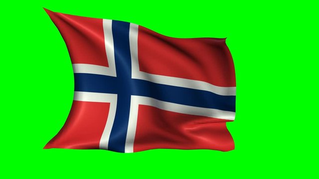 Flag of Norway waving in the wind; loopable animation with alpha channel included